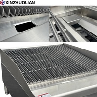 Barbecue à gaz commercial haut de gamme certifié ETL avec gril, plaque de cuisson et charbroiler, compatible gaz naturel/GPL, 2x30 000 BTU, prêt à l'emploi pour restaurants