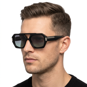 Lunettes de soleil pour homme, monture intégrale, verres dégradés, protection UV, monture noire, style tendance, adulte - Product Image 1
