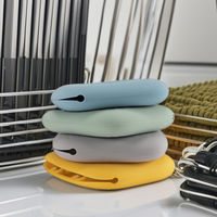 Boîte à bijoux portable mini rectangulaire en silicone brillant, multifonction, sac de rangement pour écouteurs, gestion des câbles avec crochet – Vente chaude