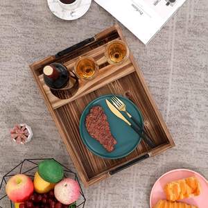 Service de petit-déjeuner en bois antique avec porte-<span class=keywords><strong>gobelet</strong></span> amovible motif végétal plateau de service à café - Product Image 6