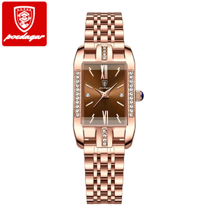 POEDAGAR 365 Women Watch Fashion Luxury Diamond Green Dial Square Quartz Watches Stainless Steel Ladies Wristwatch Gift - Product Image 6