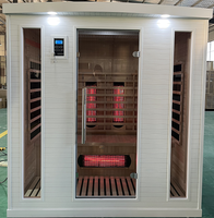 Aokingwin Sauna infrarouge lointain à spectre complet de conception moderne avec luminothérapie rouge, bois de pruche massif, vapeur sèche et écologique