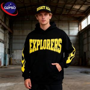 QZFSO, sudadera de alta calidad, personalizada para hombre, recortada, parche cuadrado, bordado, jersey de talla grande, Sudadera con capucha de peso pesado - Product Image 1