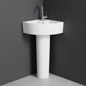Modern Round Ceramic Wash Basin with Pedestal Drainer Single Hole Porcelain Bathroom Sink Sanitary ware Products - Product Image 6