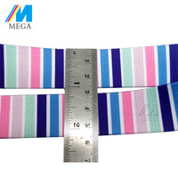 Pita Elastis Poliester Bergaris Warna-warni Cetak Sublimasi Merah Muda Cerah Biru Hijau Ungu Pola Tahan Lama Aksesori Kerajinan MEGA
