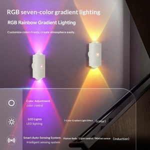 Smart RGB Color Changing Night <b>Light</b> Touch Control Wall Mounted Ambient Sconce <b>Wireless</b> Stick-on Lamp for Hallway Stairs - Product Image 4