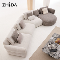 Ensemble de canapés modulaires incurvés en tissu moderne, avec coussins moelleux, pour hôtel, salle de sport, sous-sol, salon, appartement, villa