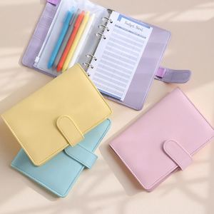 สมุดบันทึกแบบมีซิป A5 A6 ปกหนังเทียมสีม่วง ซองใส่เงิน สมุดบันทึกแบบสันเกลียว กันน้ำ สำหรับวางแผนงบประมาณ ขายส่ง - Product Image 1