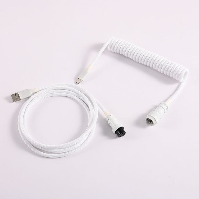 Mechanical Keyboard Cable Braided Spiral Type C 3a Curly Usb C Coiled Cable With Power Delivery 60w Fast Charging for Keyboard
