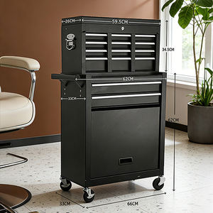 Chariot de coiffeur professionnel noir en métal avec rotation à 360°, chariot à outils de salon avec roulettes, chariot de coiffeur - Product Image 3