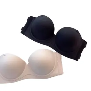 Wholesale Breast Lift Invisible Anti-Slip hook low cut halter Wireless push up sexy seamless strapless bra