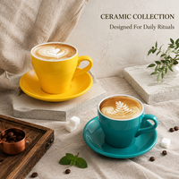 Ensemble tasse et soucoupe à latte en céramique avec motif en forme de tulipe pour la mise en table hôtelière, commandes en gros pour revendeurs et acheteurs professionnels