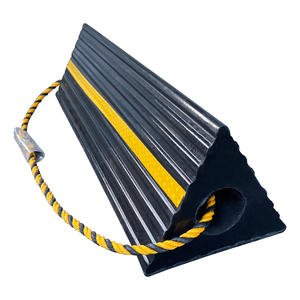 Portable Aircraft Car Tire Rubber <strong>Wheel</strong> <strong>Chock</strong> SW-AWC05 with Reflective Tape Black+Yellow for Helicopter Parking Safety - Product Image 1