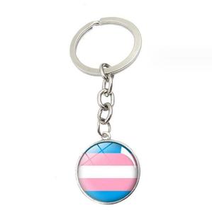 พวงกุญแจโลหะรูปทรงสี่เหลี่ยมผืนผ้าลายสายรุ้ง <span class=keywords><strong>LGBTQIA</strong></span> Pride สำหรับคนข้ามเพศ กันน้ำ - Product Image 1