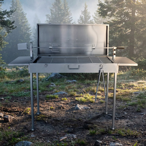 Barbecue extérieur en acier inoxydable avec rôtissoire, style chypriote, foyer et couvercle, pour parrilla sud-américaine - Product Image 6