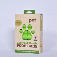 Sacs à déjections canines noirs personnalisés OEM ODM, non parfumés, anti-fuites, rouleaux de recharges pour sacs à déchets d'animaux avec boîte de vente au détail, marque privée
