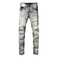 AM Brand Warehouse Wholesale Jeans Men Rock Revival Jeans Men's Slim Leg Jeans Paint for Men
