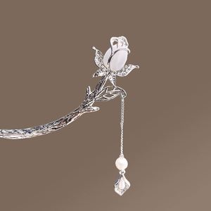 Épingle à cheveux fleur de tulipe, bâtonnet à cheveux chinois, fourche à cheveux croissant de lune, pince à cheveux en forme de lune, bijoux de coiffure pour femmes - Product Image 4