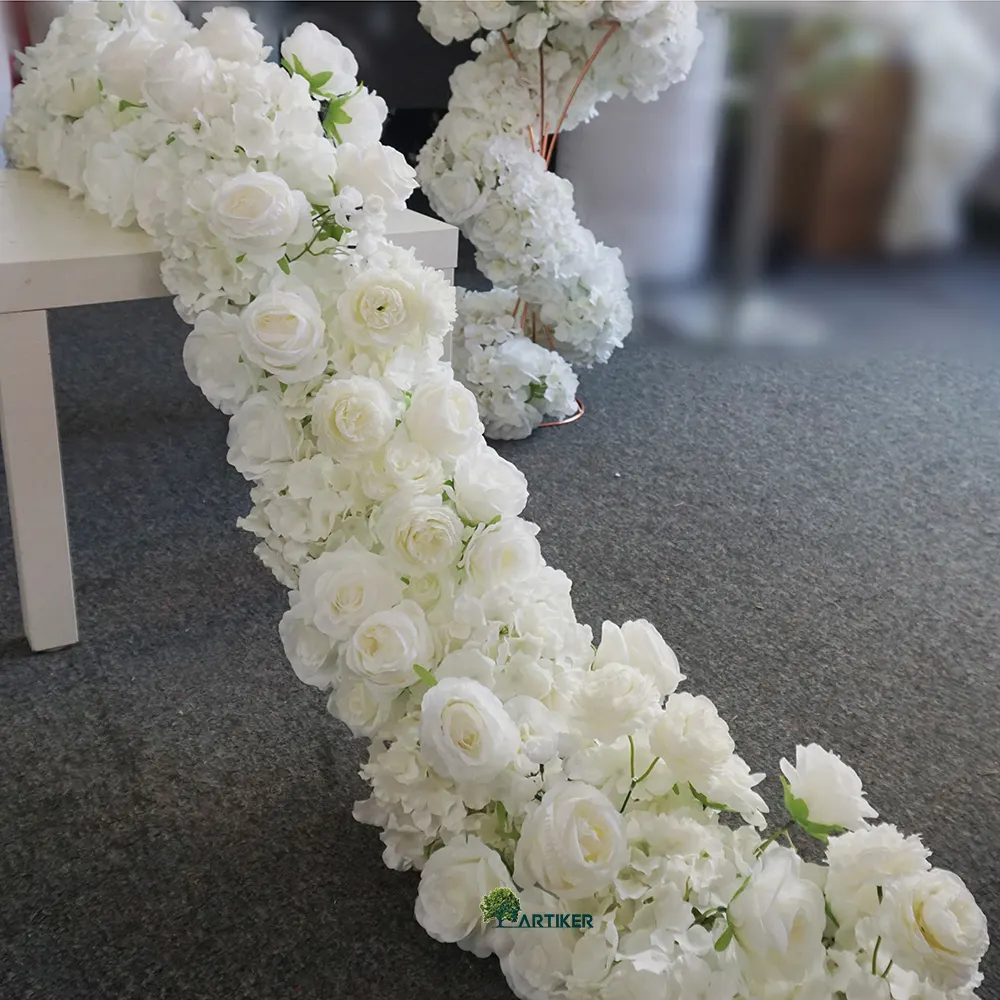 Düğün Centerpieces dekorasyon için yapay Centerpiece bez süslemeleri çiçek masa koşucu