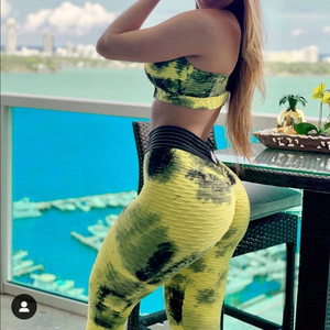 NEW Brazilian High Waist Tie - Dye Anti Cellulite <strong>Textured</strong> Sports Exercise <strong>Leggings</strong> - Product Image 1