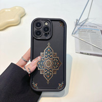 Coque de téléphone antichoc à motif ethnique pour iPhone 17 16 15 14 13, protection rétro d'inspiration persane, personnalisable avec n'importe quelle image