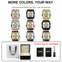 Montres squelette carrées personnalisées de marque pour hommes, luxe, vente en gros, étanches, non automatiques, en acier inoxydable