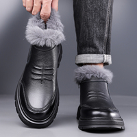 Bottes Oxford pour hommes, respirantes, antidérapantes, à lacets, en cuir véritable, en cuir de vache, bottes d'hiver pour la neige