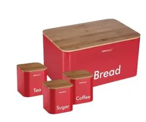 Extra Grote Brooddoos En 4-delige Keukenbus Set Met Broodsnijplank Luxe Voedselopslagcontainers Met Bamboe Deksel