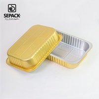 Plat de cuisson jetable en aluminium doré de 2200 ml, résistant au four, idéal pour les dîners en famille, la cuisson et le service, et les repas festifs