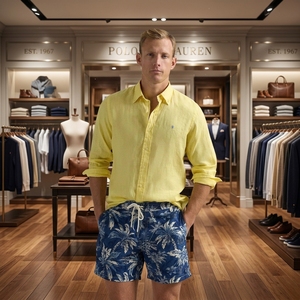 Camicie in <span class=keywords><strong>Lino</strong></span> <span class=keywords><strong>di</strong></span> Alta Qualità RL Best-Seller per Uomo e Donna, con Logo Cavallo Ricamato, Ideali per Coppie - Product Image 2