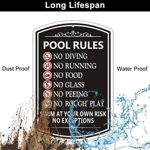 Panneau de piscine : Pas de plongée, pas de course, pas de nourriture, pas de verre, pas de jeux bruts, <span class=keywords><strong>8</strong></span> * 12 pouces - Product Image 5