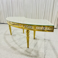 Table de réception ronde en acier inoxydable doré, demi-lune, pour mariage, événement, table ronde en forme de S, table de mariage serpentine de qualité