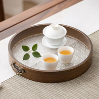 Plateau de service élégant en bois et verre fait main, résistant à l'humidité (-10 à 70 degrés Celsius), disponible en plusieurs tailles personnalisées, idéal pour les charcuteries.
