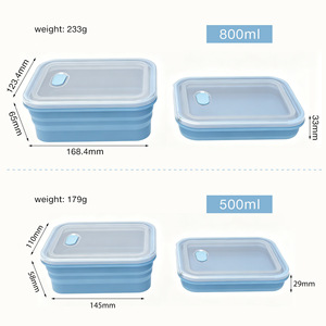 Lonchera Plegable de Silicona Rectangular, Juego de 2 Piezas con Tapa de Plástico, Plegable para Oficina, Almacenamiento de Alimentos al Aire Libre - Product Image 2