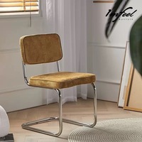 Chaise cantilever rétro rembourrée, chaise de salle à manger et de bureau avec structure en fer forgé pour café et maison