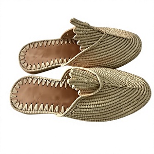 Women's Raffia Slides with Tassel Decoration Striped Fashion Open Toe Breathable Summer Indoor Beach <b>for</b> Genuine Leather Lining - Product Image 1