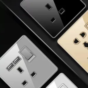 كامل لوح زجاج مُقسّى USB مآخذ CE شهادة مفتاح حائط كهربي