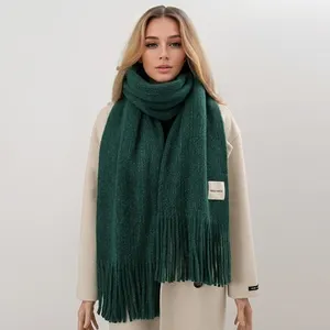 Knit thick warm winter scarf travel scarfs for women stylish woolen acrylic knit scarf