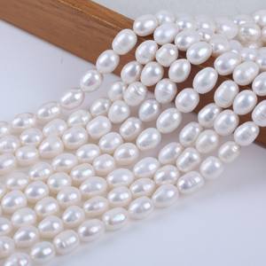 Perlas de Agua Dulce Naturales Hechas a Mano en Zhuji, de 9-10 mm, Forma de Metro, para Joyería DIY, Accesorios para Collares, Perlas Sueltas con Orificio, Tipo Arroz - Product Image 3
