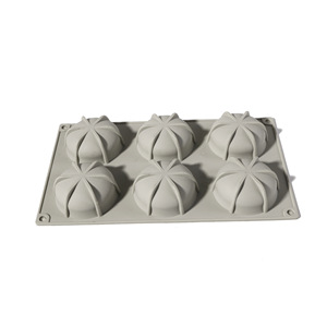 6 Cavity Round Flat Mousse Cake <b>Silicone</b> Mold <b>Baking</b> Chocolate Dessert Mold DIY Soap Mold Light Gray Oven Safe Commercial Use - Product Image 3