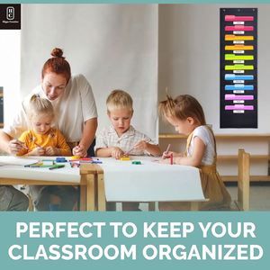 Organizador de Bolsillo Negro para Aula con 10 Bolsillos y 3 Colgadores para Puerta, Sistema de Almacenamiento Arcoíris, Suministros de Oficina y Escolares - Product Image 4