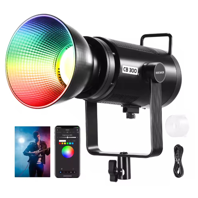 Neewer Cb300c 300w Cob Rgbww Led Video Light Full Color 2500-7500k Photography Lighting With 17 Scene Modes