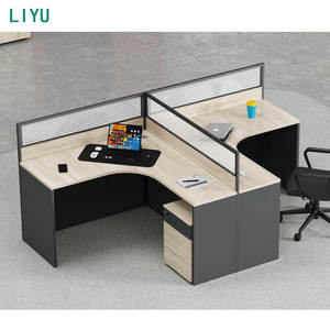 Scrivania da Ufficio Modulare a L in Legno Moderno con Partizione e Funzione Estensibile, Ufficiale Liyu - Product Image 3