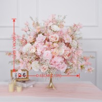 Bunga Bola Kecil 50cm 60cm Harga Pabrik Murah untuk Dekorasi Pernikahan, Hiasan Meja, Bunga Mawar Pink