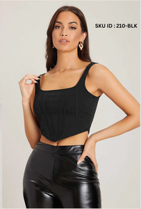 Top Corset Casual Asimétrico con Estampado Floral Negro Sólido para Mujer, Corte Regular, Cómodo, para Salir de Noche, Fiesta - Product Image 2