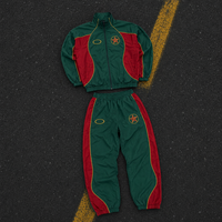Ensemble de survêtement de football vintage unisexe personnalisé, vert/jaune, avec emblème étoile, veste zippée et pantalon de jogging, OEM ODM