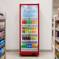 Congélateur vertical commercial à porte vitrée pour boissons, avec écran numérique de température unique, 5 étagères et fonction de dégivrage