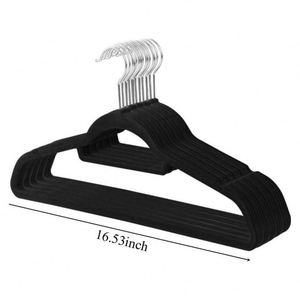 Velvet & Fabric Hangers Custom Flocked Black Coat Hangers Suit Clothing Space Saving Velvet Hanger With Anti Slip Notches - Product Image 2