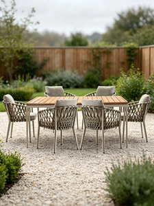 Nordic Rope Rattan aluminum Waterproof Dinning <b>Chair</b> Patio Restaurant Aluminium <b>Stackable</b> Outdoor <b>Dining</b> <b>Chair</b> for Garden hotel - Product Image 6