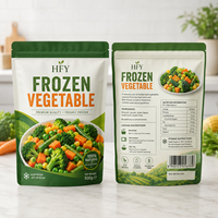 Sachet d'emballage plastique laminé personnalisé imprimé pour légumes surgelés, avec fenêtre transparente, pour mélange de légumes